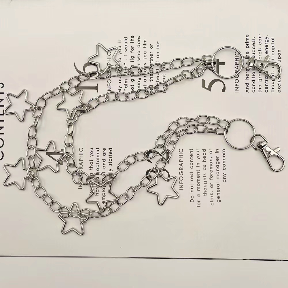 European and American Cross-border Jewelry Punk Metal Crescent Geometric Chain Bag Chain Hip-hop Trendy Cool All-match Men's and Women's Pant Chain