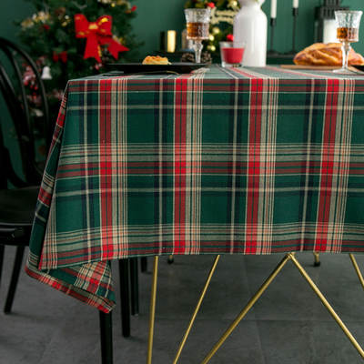 Christmas Tablecloth Fabric American New Year Plaid High-end Dining Tablecloth Tea Table Tablecloth Amazon One Piece