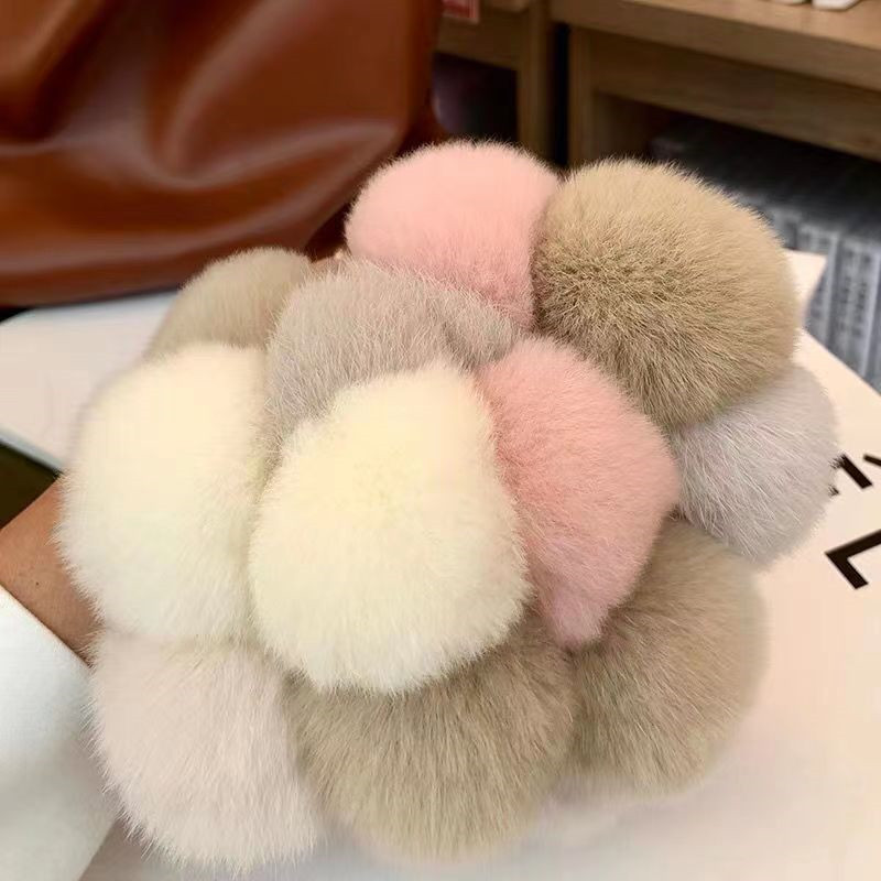 Factory wholesale autumn and winter New Real Rex rabbit hair ring ins hair rope color large intestine Korean hair accessories