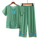 Cotton and Linen Mother's Pajamas Women's Summer Short-sleeved Suit Summer Thin Casual Home Clothes for Middle-aged and Elderly