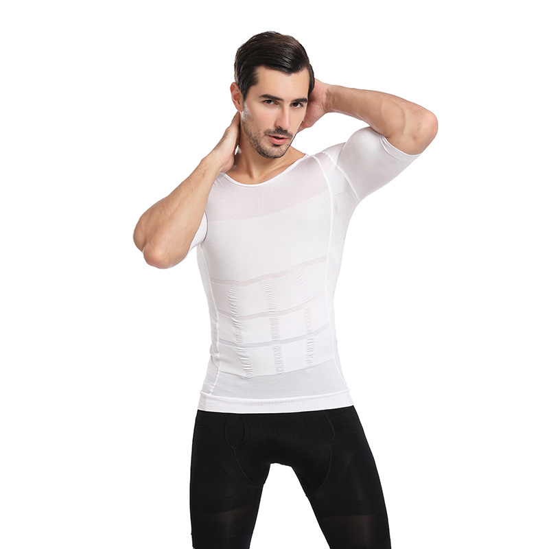 slim n lift men's body shaping short sleeve men's corset corset corset belly contracting vest sports stretch T-shirt