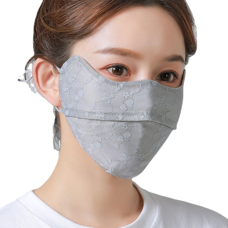Summer Sunscreen Mask Eye Angle Ice Silk Lace Full Face Opening Nasal Leakage Mask Breathable Cool UV Protection
