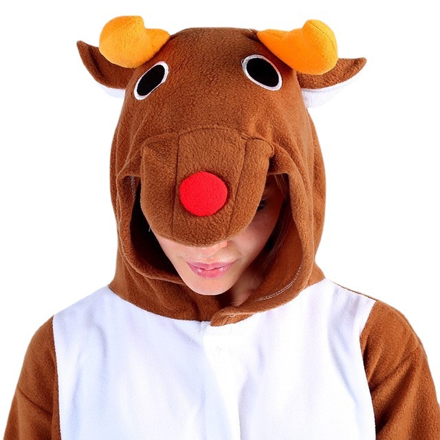 Santa Claus Sika Deer Cartoon Siaman Pajamas for Men and Women Cute Thickened Warm Home Clothes Fleece Christmas Deer