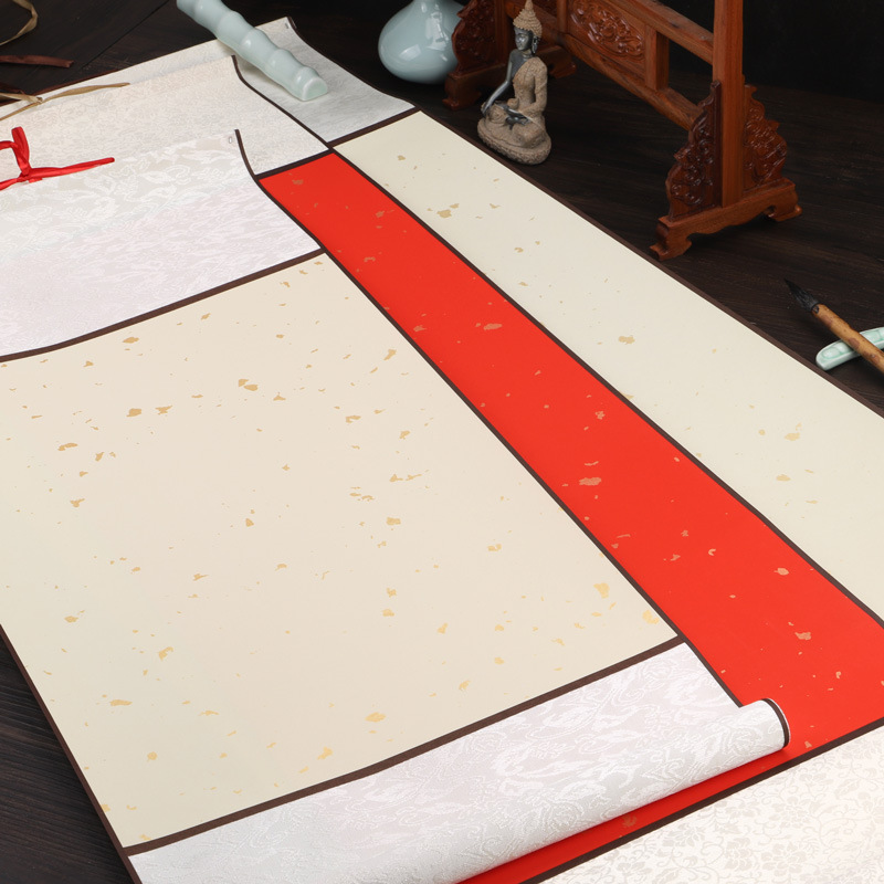 Xuan paper blank scroll vertical blank painting core hanging axis twill cloth fine mounting calligraphy exhibition traditional Chinese painting creation hanging axis