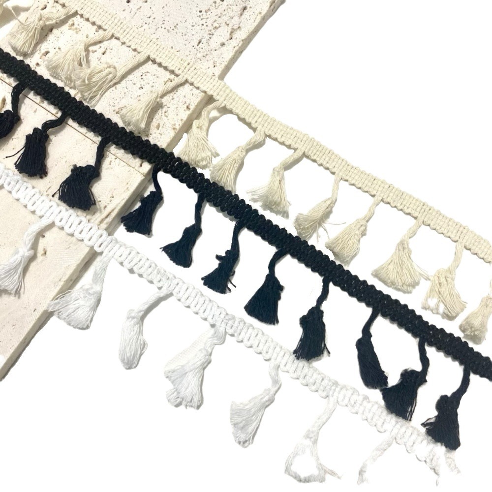 4.5cm cotton broom with solid color tassel lace curtain pillow DIY decorative accessories factory direct supply