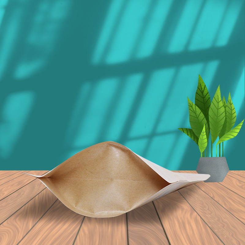 In stock wholesale Kraft paper ziplock packaging window food packaging bag transparent tea nut sealed bag