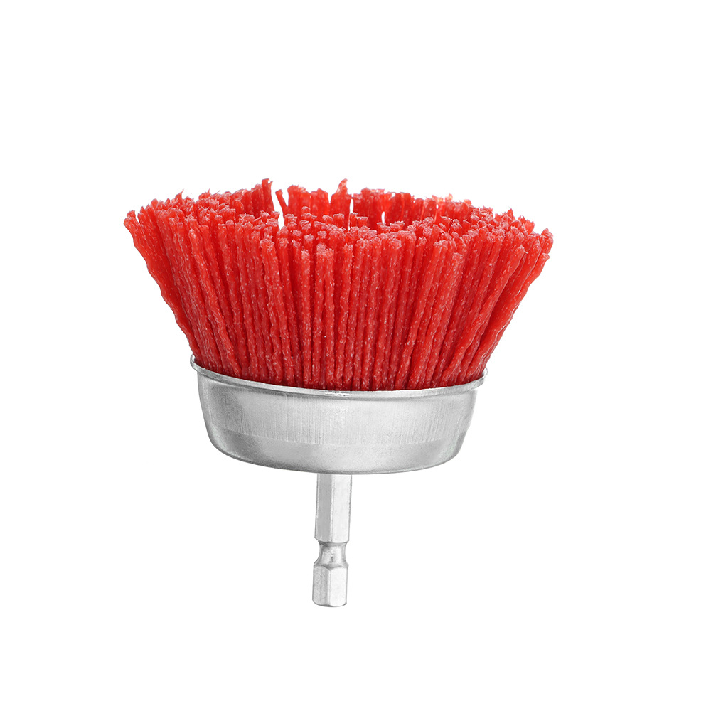 6mm with Rod deburring abrasive steel wire brush head hexagonal handle nylon T-Cup brush wood polishing cleaning electric drill brush