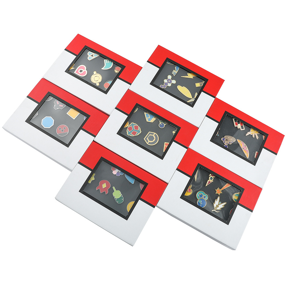 Cross-border Hot Selling Pokémon Metal Badge Pokémon Set Exquisite Box Gift Pin Cartoon Brooch