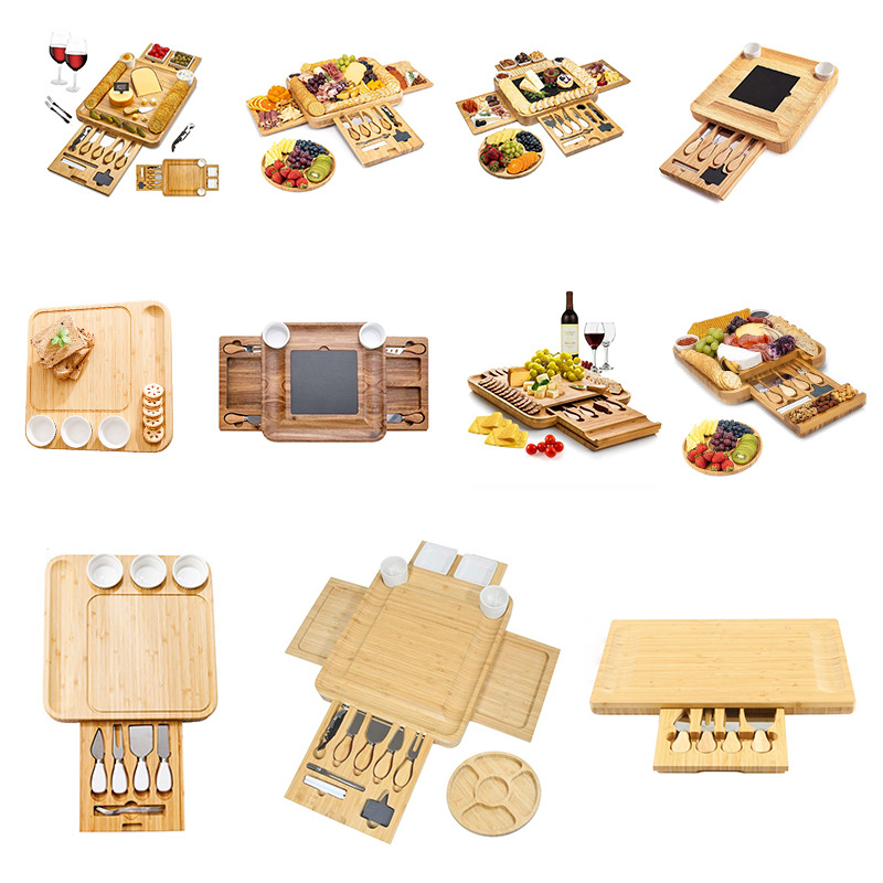 Cross-border new bamboo cheese board set kitchen wooden cheese cheese plate cutting board bread board