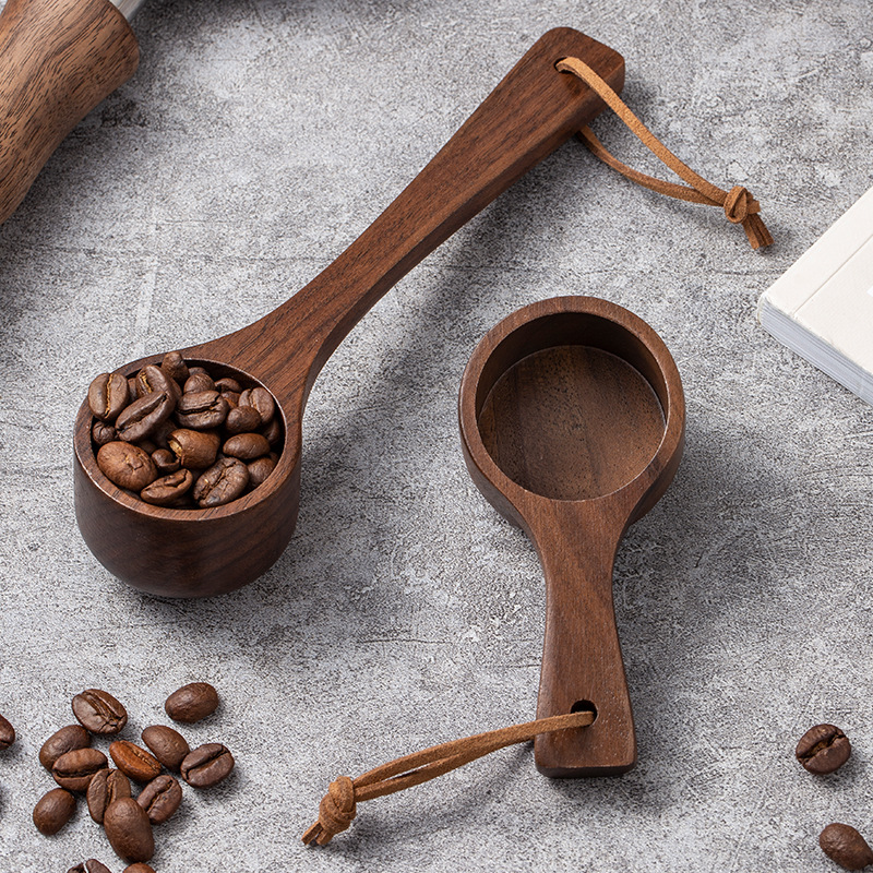 Wooden Coffee Spoon Black Walnut Long Short Handle Coffee Bean Spoon Measuring Spoon Powder Seasoning Measuring Wood Spoon Tea Spoon