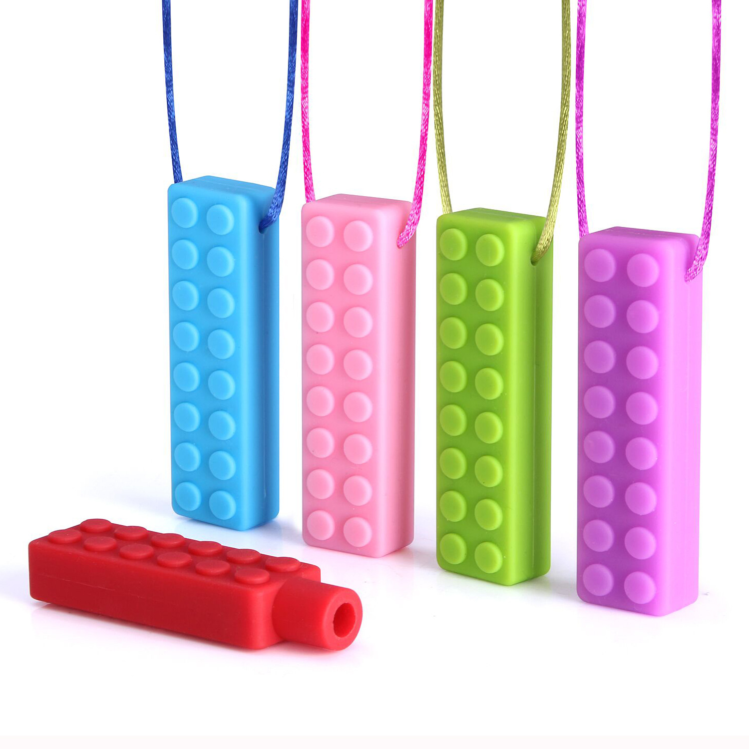 Cross-border Hot Sale High Quality Baby Molar Silicone Building Blocks Tooth Gum Baby Chew Pendant Necklace Tooth Bar