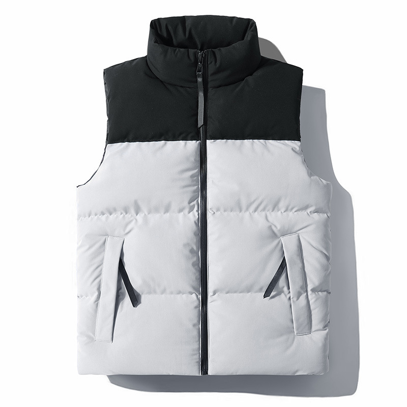 2022 autumn and winter new men's vest simple casual vest color matching stand collar solid color waistcoat thickened coat fashion