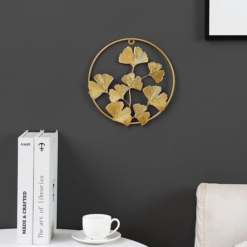 Nordic Golden Ginkgo Leaf Leaves Living Room Wall Hanging Wall Decorations Wall Decorative Creative Wall Hanging Punch-Free