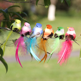 Feather Bird Imitation Bird Green Plant Bundle Gardening Pastoral Garden Decoration Crafts Fake Bird X605