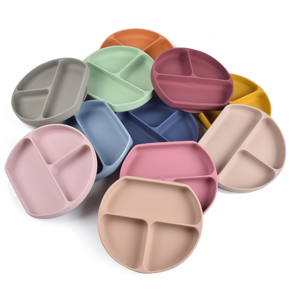 Baby Silicone Dinner Plate Integrated Children's Tableware Supplementary Bowl Sub-format Dinner Plate Spoon Fork Straw Set