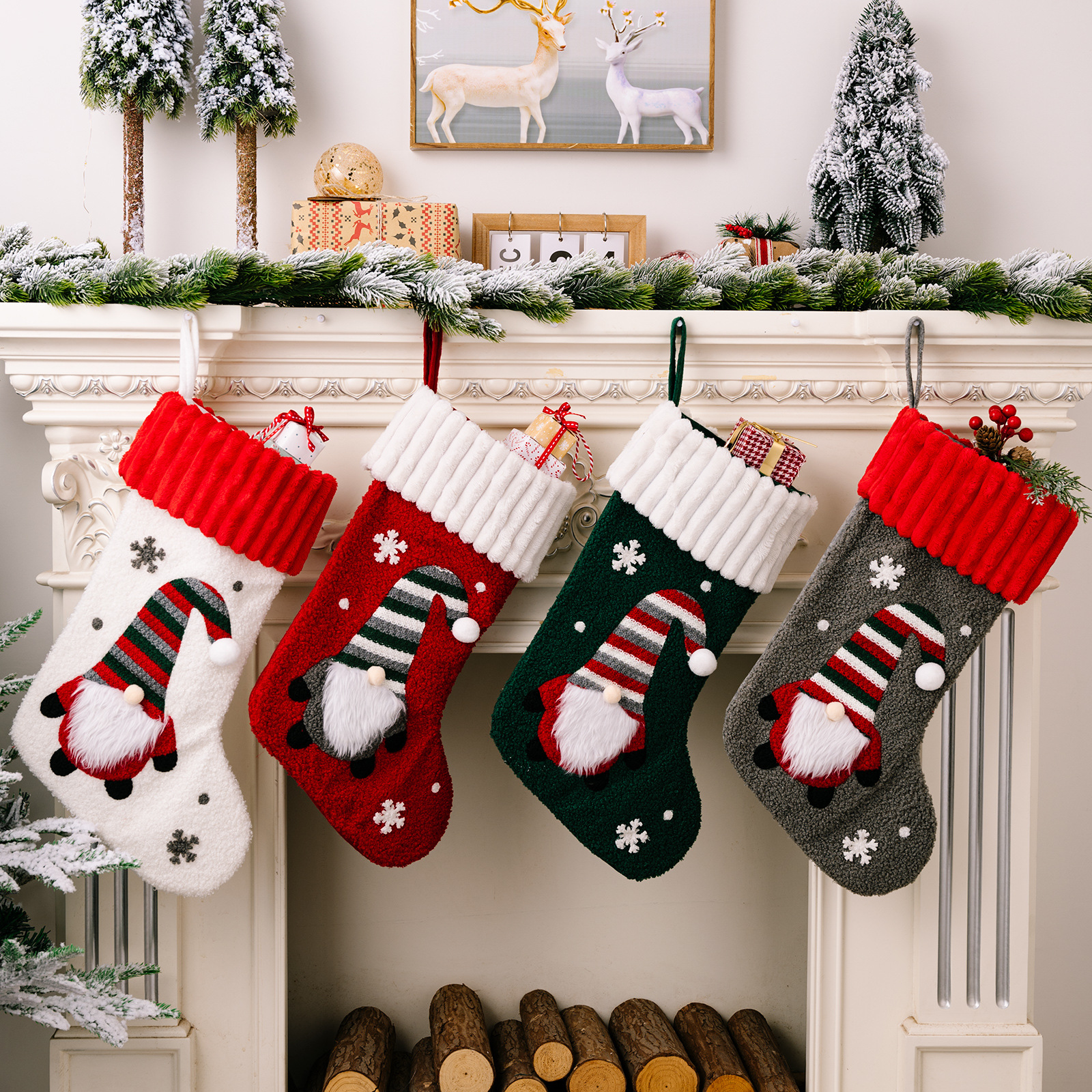 Christmas decoration supplies Rudolf Christmas socks faceless doll gift bag cartoon Christmas socks_voghion.com
