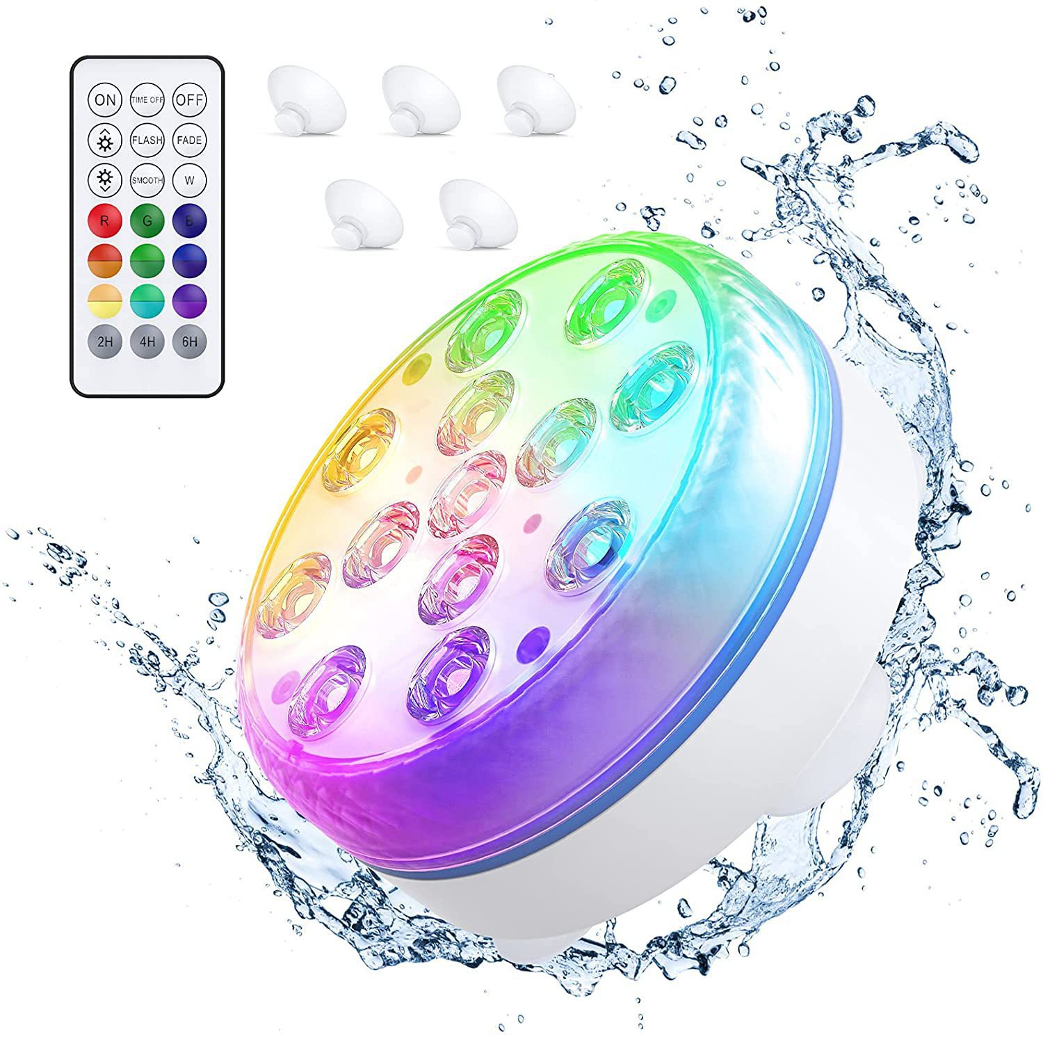 Amazon LED diving light 8.5cm pool light RF wireless remote control 13 light magnet suction cup waterproof landscape light