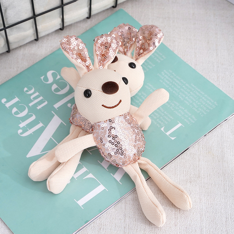 Sequin Rabbit Plush Toy Cute Doll Bed Doll Sleeping Soothing Girls New Year Birthday Gift
