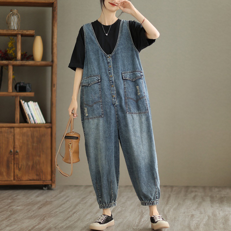 2023 Spring and Summer New Denim Vest Jumpsuit for Women