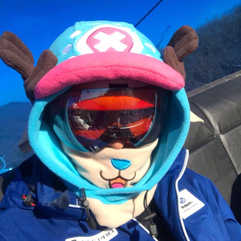 Ski headgear face protection scarf warm veneer cartoon shape rabbit Snow Country ski equipment cute snow helmet hat