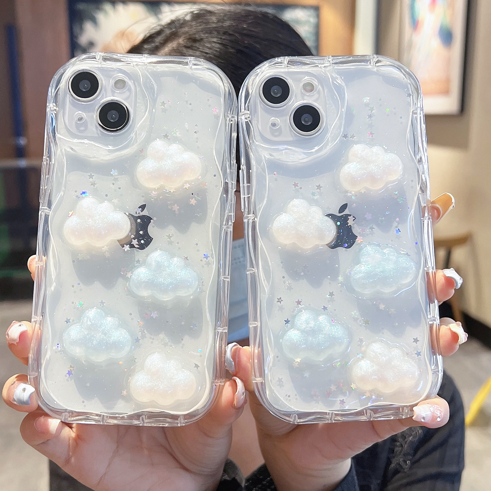 立體雲朵適用蘋果11/12手機殼iphone13/14防摔XR軟XS max透明套