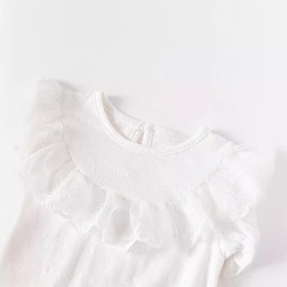 2024 Summer New Pure Cotton Class A Bag Fat Clothes Cute Lace Full Moon Hundred Days Princess Ha Clothes Newborn Clothes