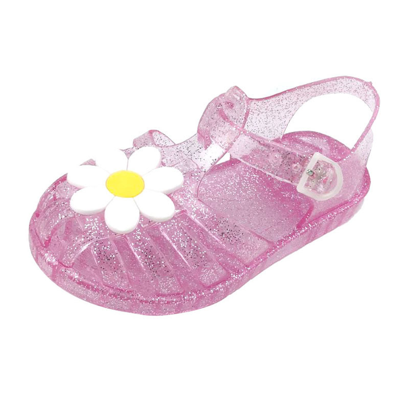 Spring and Autumn New Men's and Women's Middle and Small Children's Cave Shoes Baotou Jelly Crystal Fisherman Baby Roman Chrysanthemum Sandals