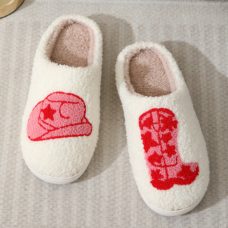 New Comfortable Home Cute Cartoon Boots Winter Cotton Slippers for Men and Women Couple Thick Bottom Warm Cotton Slippers