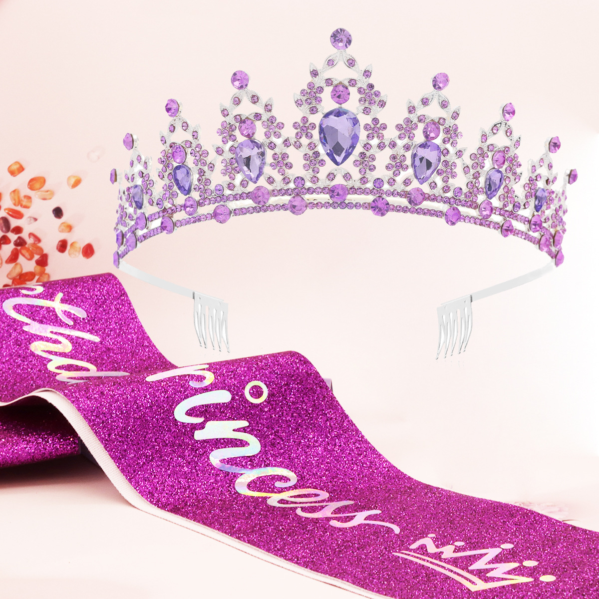 Party BIRTHDAY Party BIRTHDAY QUEEN Hair Comb Crystal Diamond Crown Shoulder Strap QUEEN Etiquette Belt Belt
