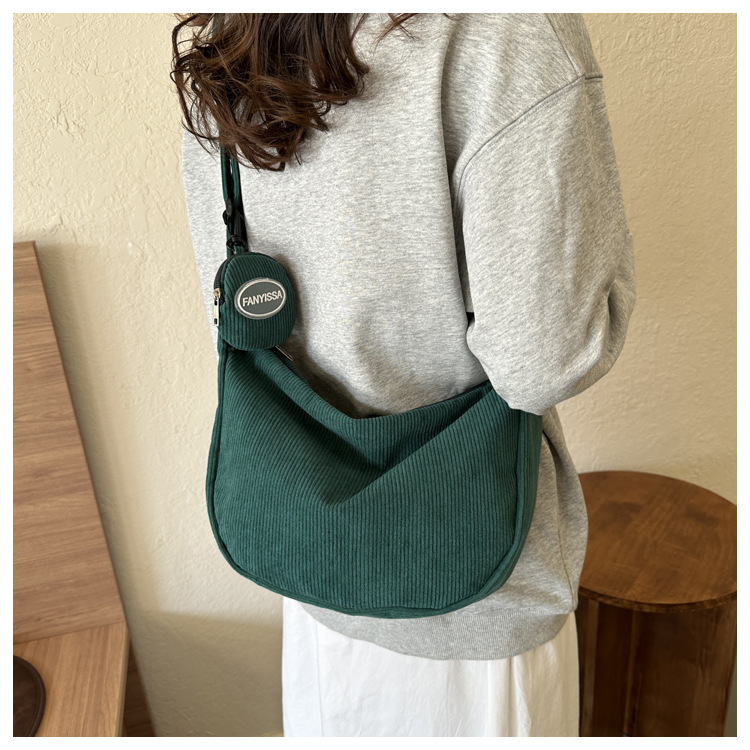 Solid color simple large capacity 2023 autumn and winter New Korean style simple shoulder messenger bag mother bag dumpling bag fashion_voghion.com
