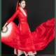 Silk classical dance long silk fan Chinese style red gradient long fan dance performance fan lengthened rose red dancing fan