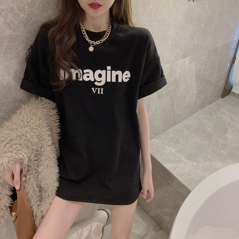 Large size short sleeve T-shirt female collar summer Korean version of New Loose Women's Letters foreign trade Women's wholesale