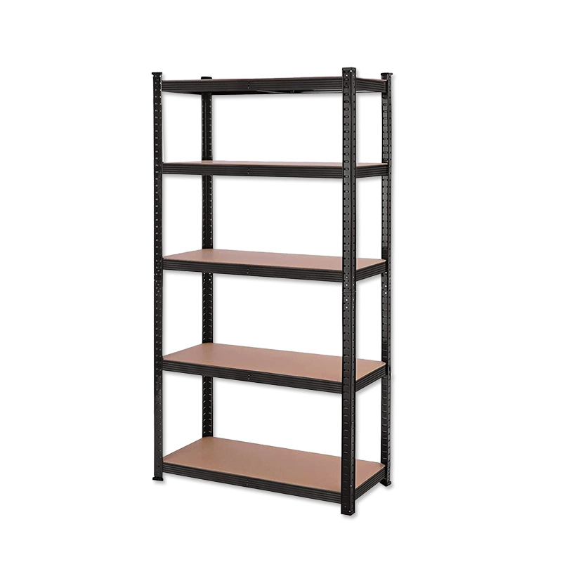 Manufacturers export European-style screw-free installation angle steel shelf warehouse five-layer storage rack household steel-wood storage rack