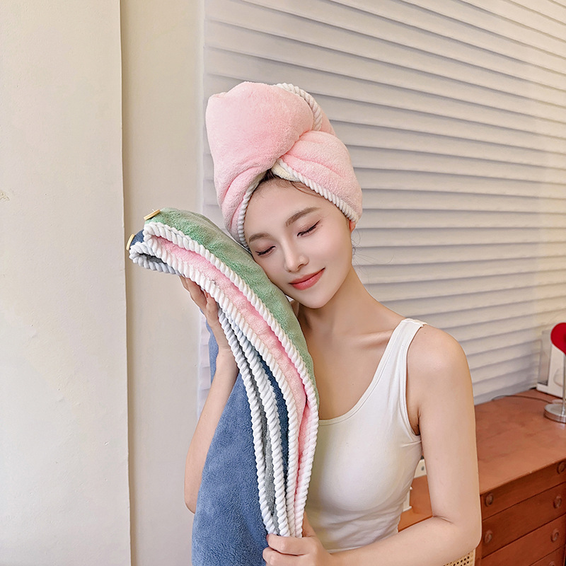 Shake the sound with cartoon embroidery rabbit ears dry hair cap female absorbent quick-drying thick adult shower cap a generation of hair