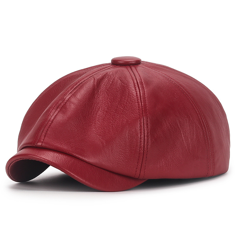 European and American PU British octagonal hat spring and autumn artistic youth beret outdoor waterproof men and women retro painter hat