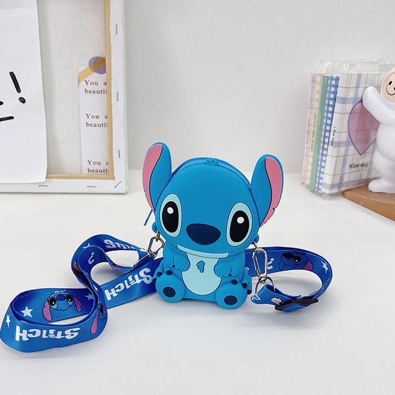 New Silicone cartoon coin purse children's backpack heart cute gift fashion card holder girl pink stitch bag