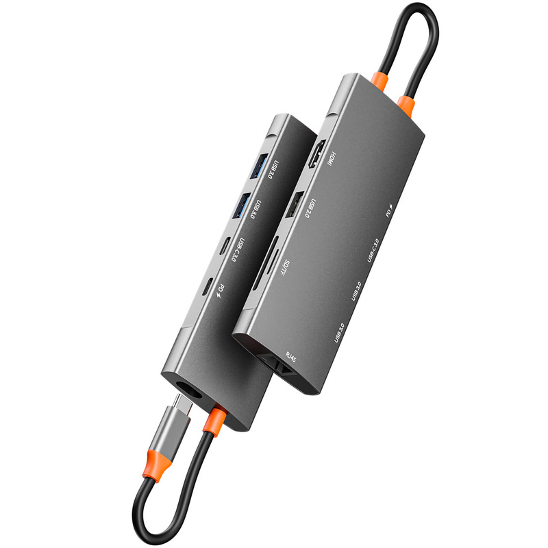 ポータブルtype-c-hdmi/usb 3.1/カードリーダー/ギガビットネットワークポートpd充電hub 9-1拡張ドック|undefined