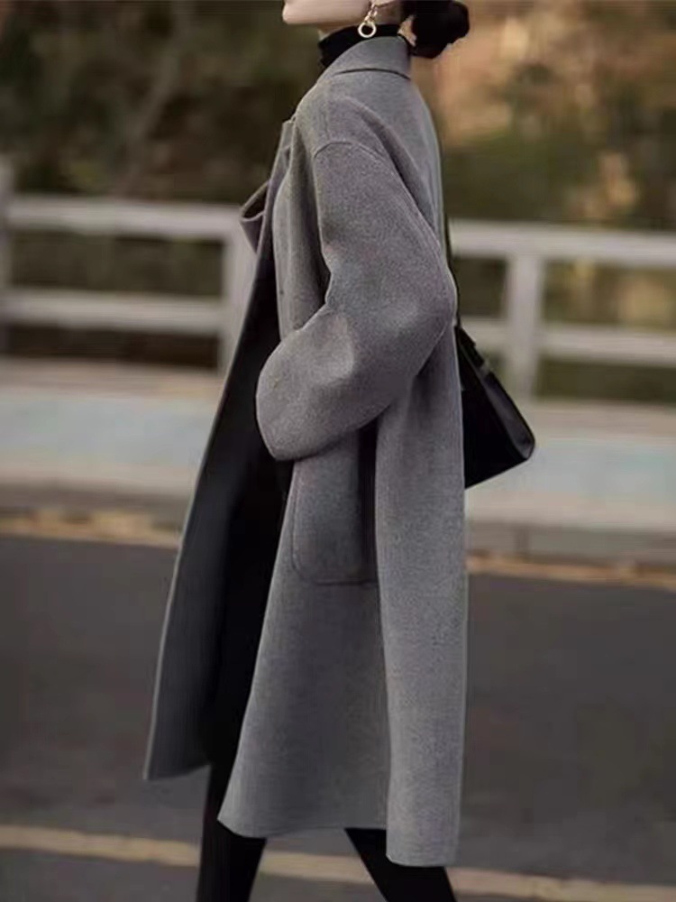 2023 autumn and winter New woolen coat for women plus size loose slimming mid-length small overcoat woolen coat_voghion.com