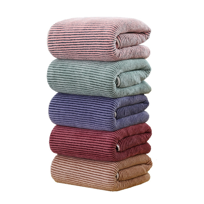 Towel coral fleece deep stripes towel soft absorbent face towel can be customized plus LOGO generation 35*75cm