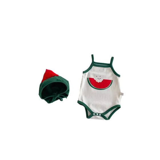 Korean-style New Baby Hakayi Fresh Watermelon Cute Thin Sleeveless Climbing Suit for Summer Baby Boys and Girls