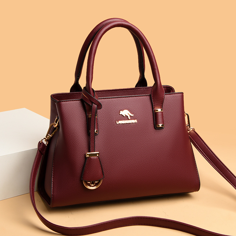 Lanzhixin kangaroo women's bag 2022 new middle-aged mother's bag soft leather all-match shoulder messenger bag women's handbag