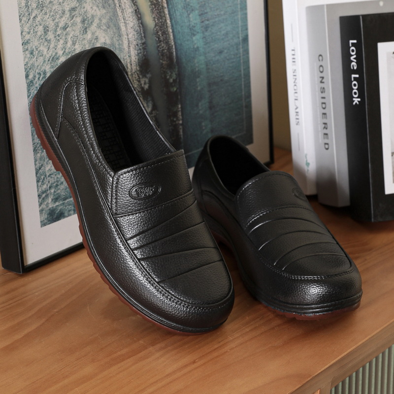 Plastic low-top beef tendon sole rain shoes men's waterproof non-slip oil-proof kitchen work shoes wear-resistant construction site shoes fishing shoes