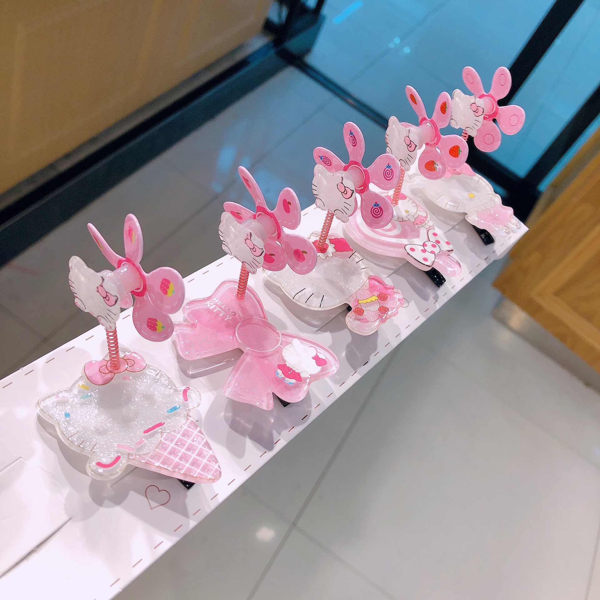 Pink cute cat windmill clamp swing side clip Korean children's hair accessories hair clip acrylic bangs clip rotating
