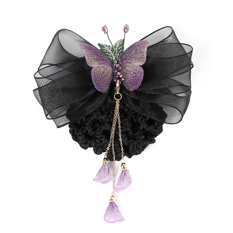 Professional female head flower nurse hair net hair card stewardess work work net pocket bow bank hair pocket accessories