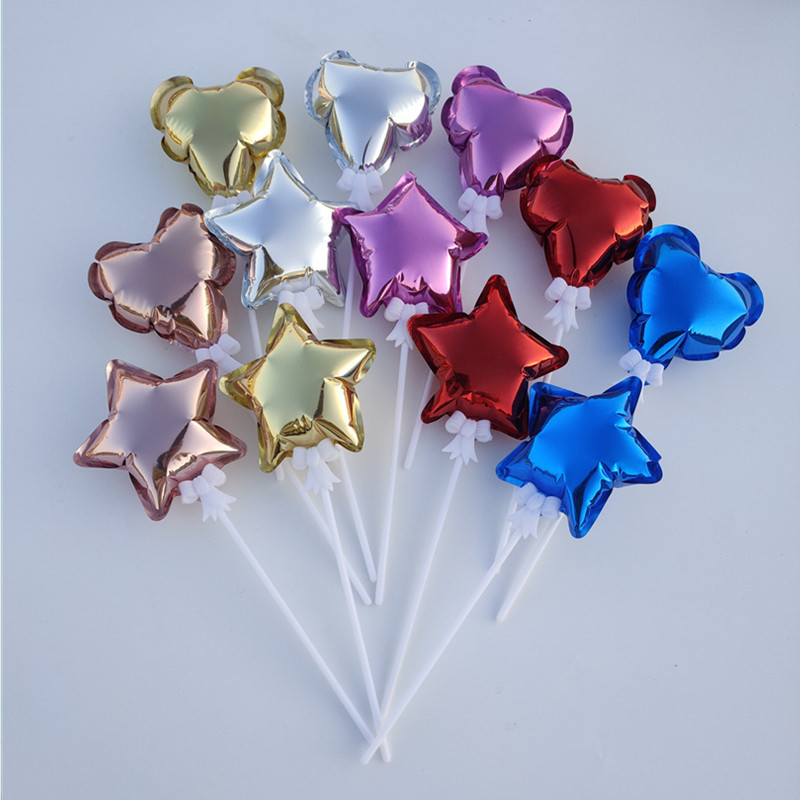 4 inch 10cm automatic inflatable ball self-destructing ball five-pointed star heart-shaped love cake flag decoration balloon