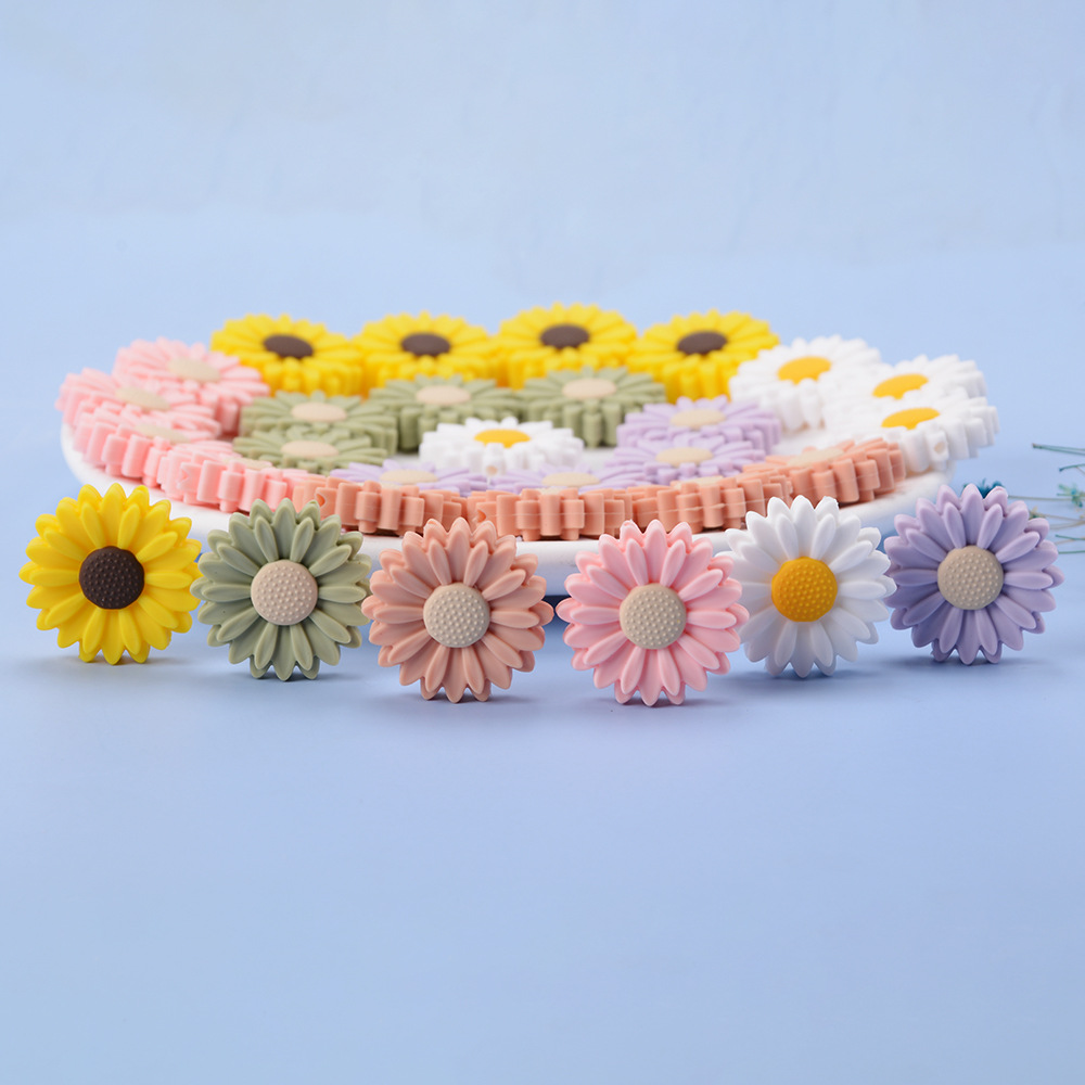 sunflower silicone beads diy bracelet necklace beaded pen accessories mini daisy loose beads
