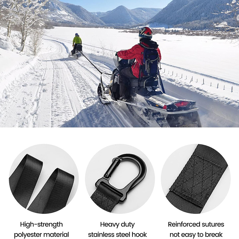 Sled trolley pull rope accessories ski trolley pull rope strength heavy duty ATV tow rope snow motorcycle tow rope