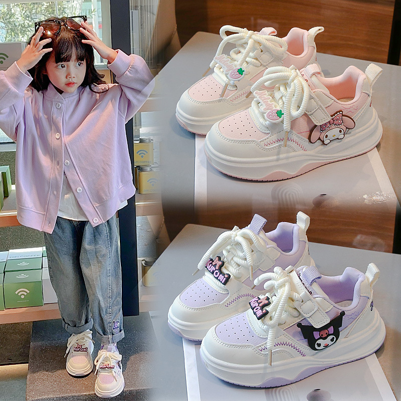 Girls kulomi board shoes 2024 spring and autumn new children's sneaker big children's casual shoes soft bottom non-slip