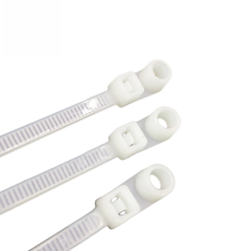 Fixed head cable tie wholesale screw hole 100*150*3*4*200*5*250 black and white with hole cable tie manufacturers
