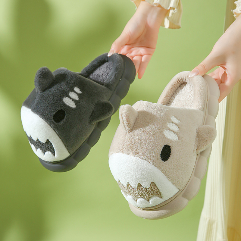 Pantoufles en coton avec sensation de merde, semelle épaisse d'hiver, automne et hiver, pour femmes, maison, intérieur, antidérapant, peluche, chaud, couple, pantoufles en coton, vente en gros_voghion.com